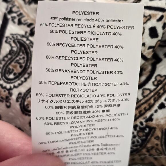 Michael Kors Neutral Tones Paisley Peplum Button Down Shirt Plus Size 2X - Picture 5 of 7